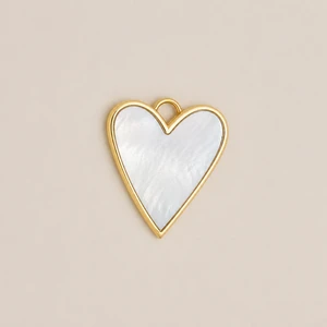 Ciondolo cuore bianco madreperlato gold mata design