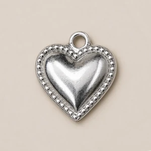 Ciondolo cuore cornice beaded silver mata design