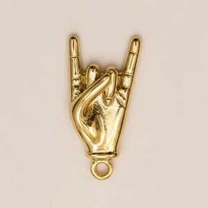 Ciondolo mano rock gold acciaio mata design