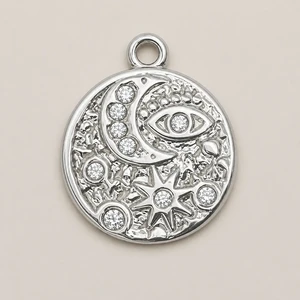 Ciondolo piastra tonda mezzaluna swarovski silver mata design
