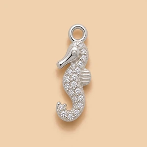Ciondolo cavalluccio marino pave argento