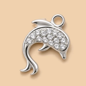 Ciondolo delfino pave argento