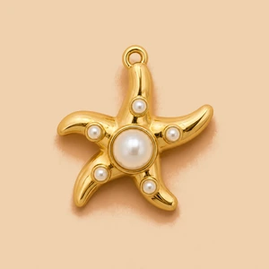 Ciondolo stella marina perle oro