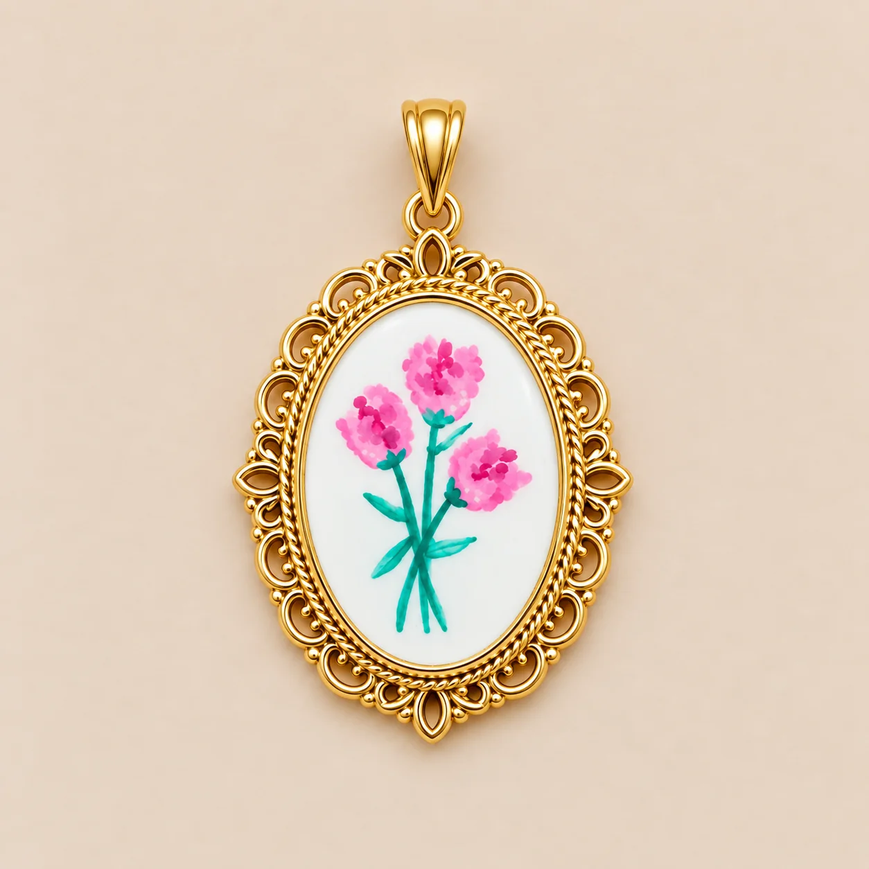 Ciondolo peonia oro mata design
