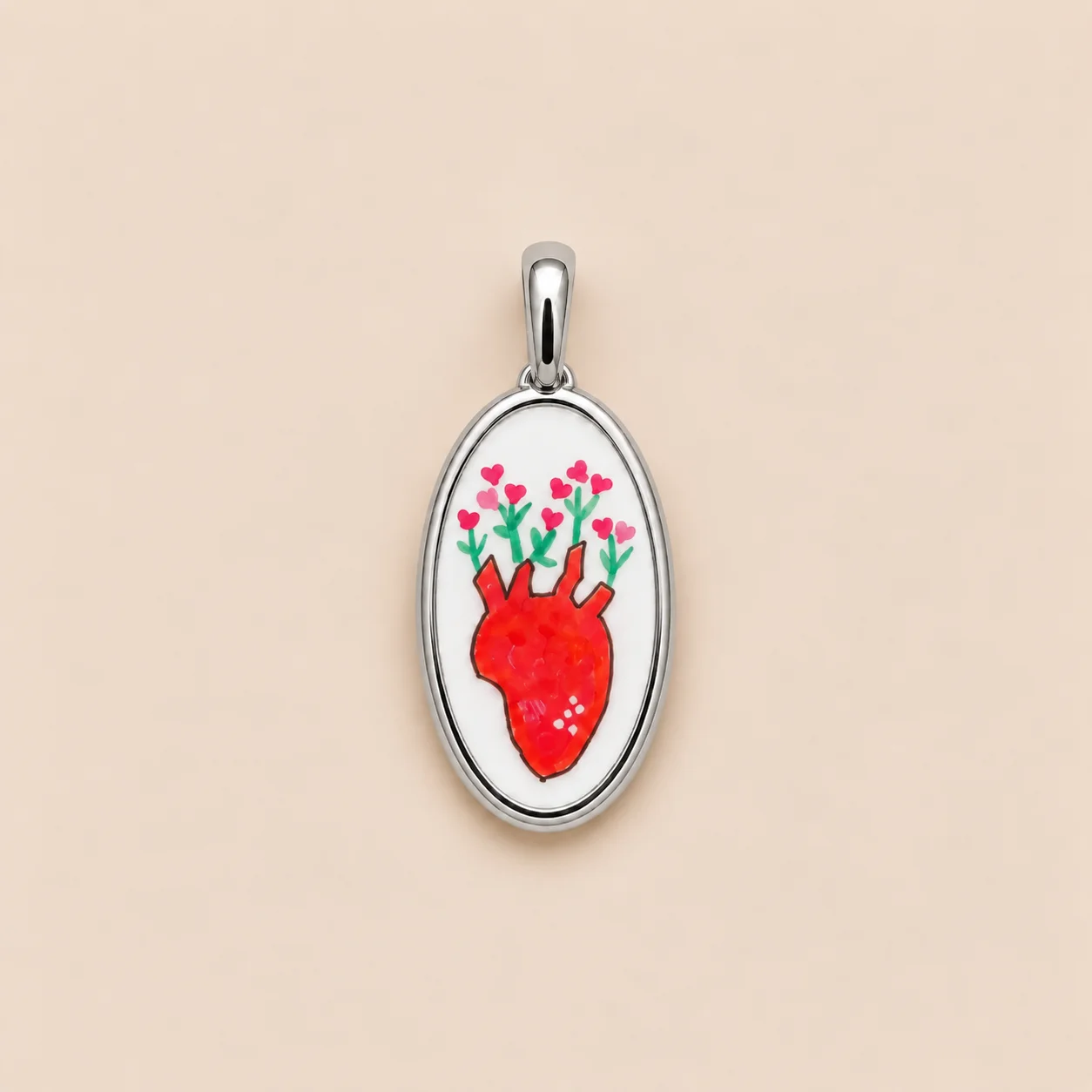Ciondolo cuore botanico in argento