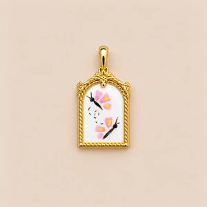 Ciondolo resina farfalle rosa oro