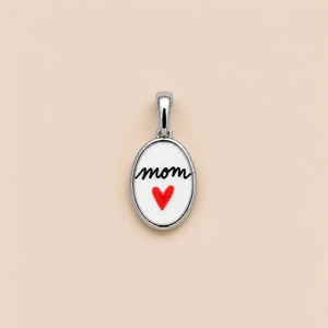 Ciondolo resina mom cuore rosso argento